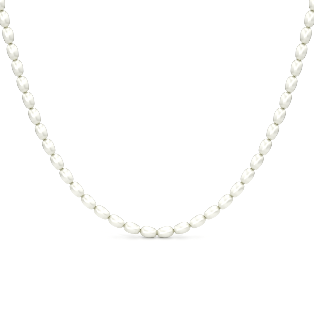 A strand of oval pearls designed to sit neatly around the neckline. A modern take on the classic pearl necklace that can be worn alone or paired with other necklaces. with 14KT Rose Gold Cut Diamond in 14KT Rose Gold view 4
