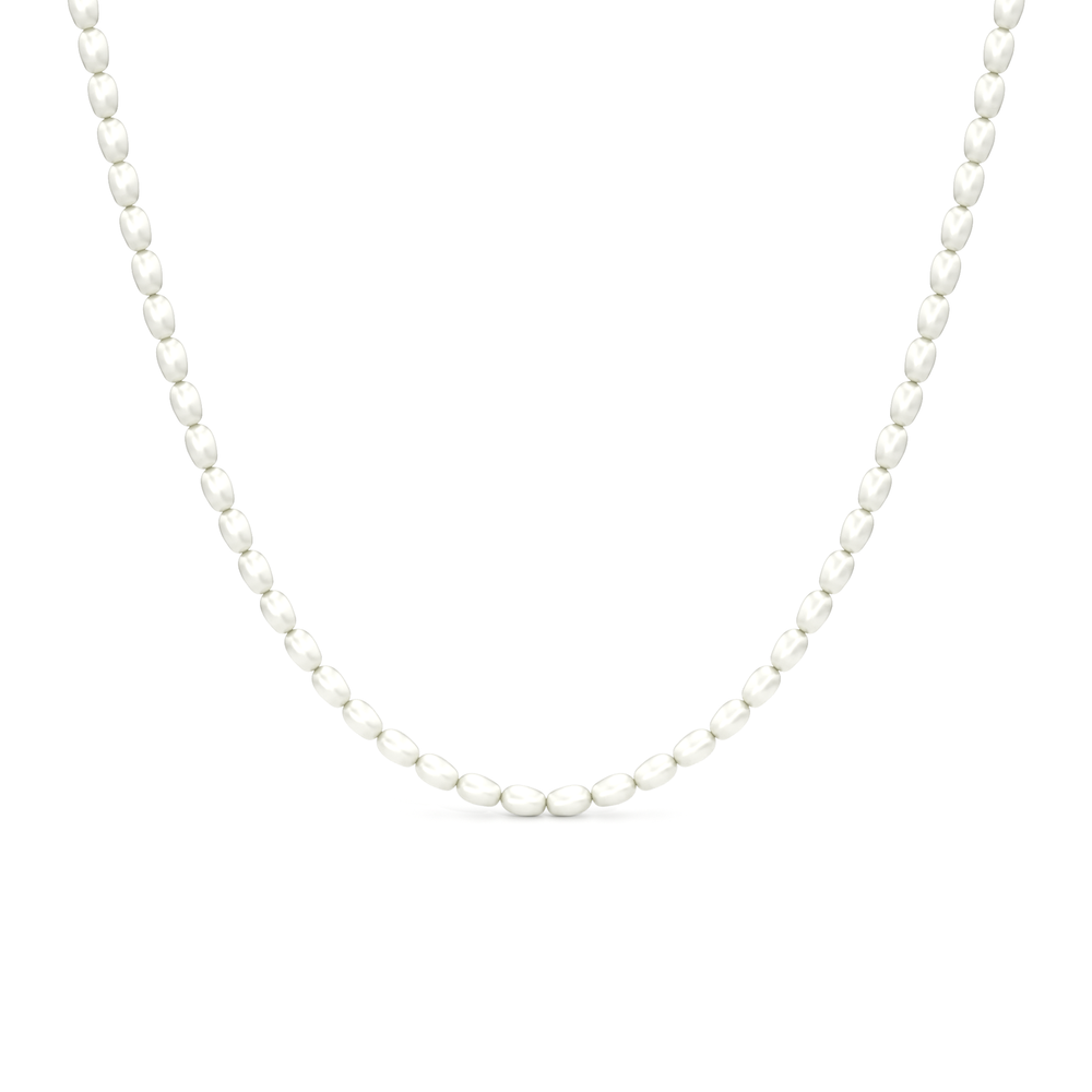 A strand of oval pearls designed to sit neatly around the neckline. A modern take on the classic pearl necklace that can be worn alone or paired with other necklaces. with 14KT Yellow Gold Cut Diamond in 14KT Yellow Gold view 1

