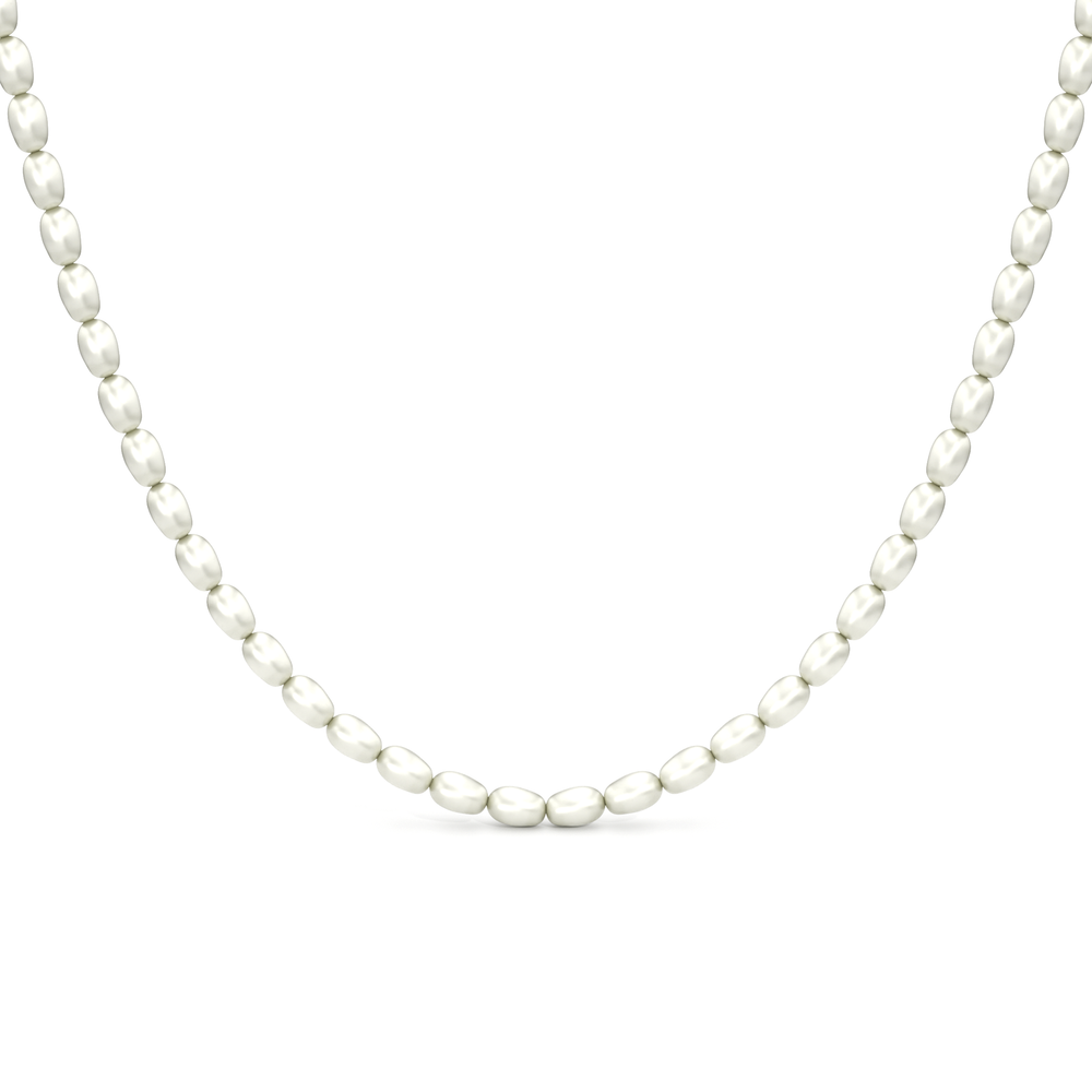 A strand of oval pearls designed to sit neatly around the neckline. A modern take on the classic pearl necklace that can be worn alone or paired with other necklaces. with 14KT Yellow Gold Cut Diamond in 14KT Yellow Gold view 4
