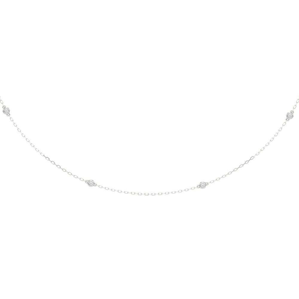 The Eliza Station Necklace with 14KT White Gold / Lab / 1/6 Cut Diamond in 14KT White Gold / Lab / 1/6 view 4
