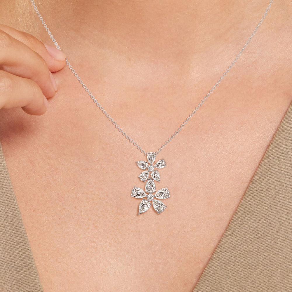 Daisy Duet Pendant with 14KT White Gold / Lab / 1 1/2 Cut Diamond in 14KT White Gold / Lab / 1 1/2 view 5

