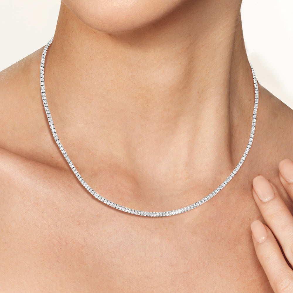 Classic Four Prong Diamond Tennis Necklace with 14KT White Gold / 7 / 18 Cut Diamond in 14KT White Gold / 7 / 18 view 7
