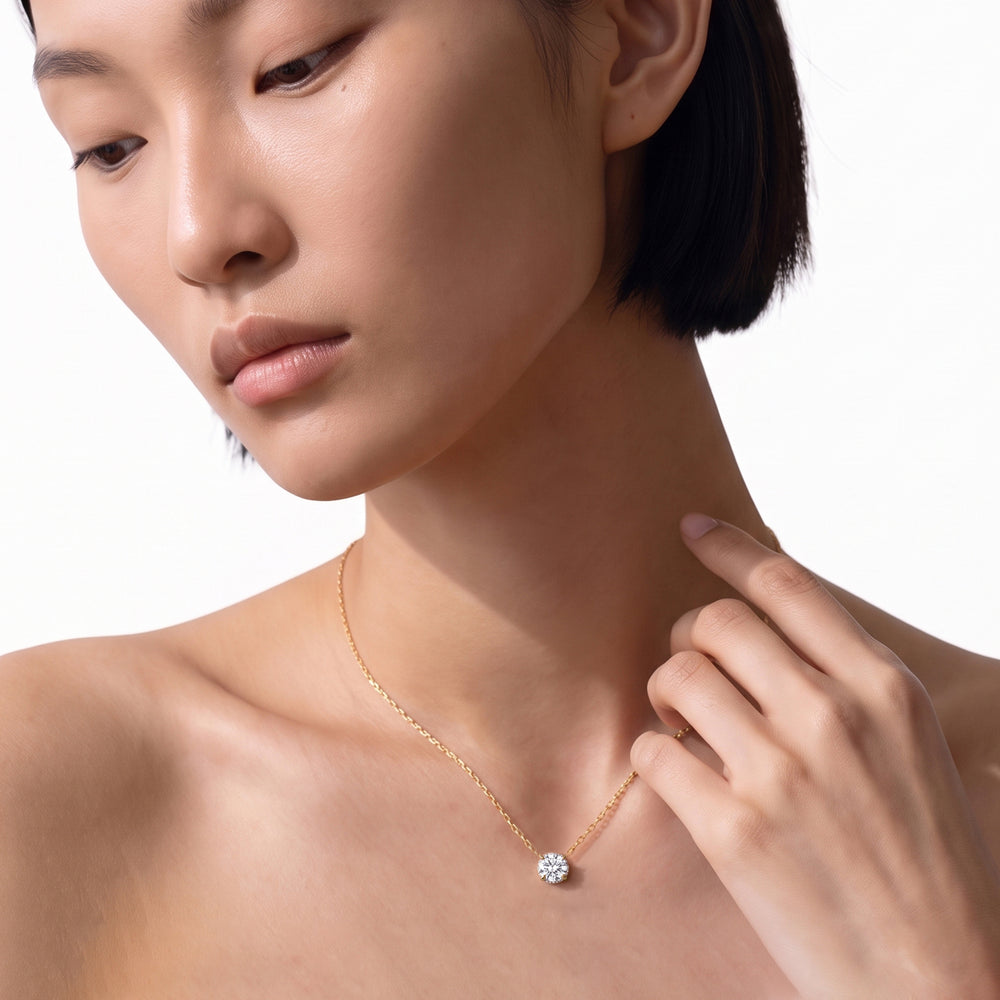 The Roosevelt Classic Necklace with 14KT Rose Gold / Lab / 1 1/8 Cut Diamond in 14KT Rose Gold / Lab / 1 1/8 view 2
