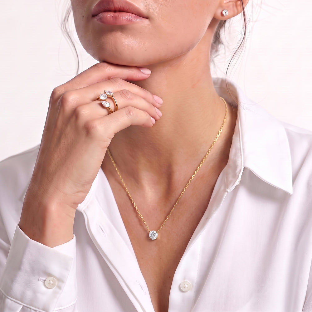 The Roosevelt Classic Necklace with 14KT Yellow Gold / Lab / 1 1/8 Cut Diamond in 14KT Yellow Gold / Lab / 1 1/8 view 3
