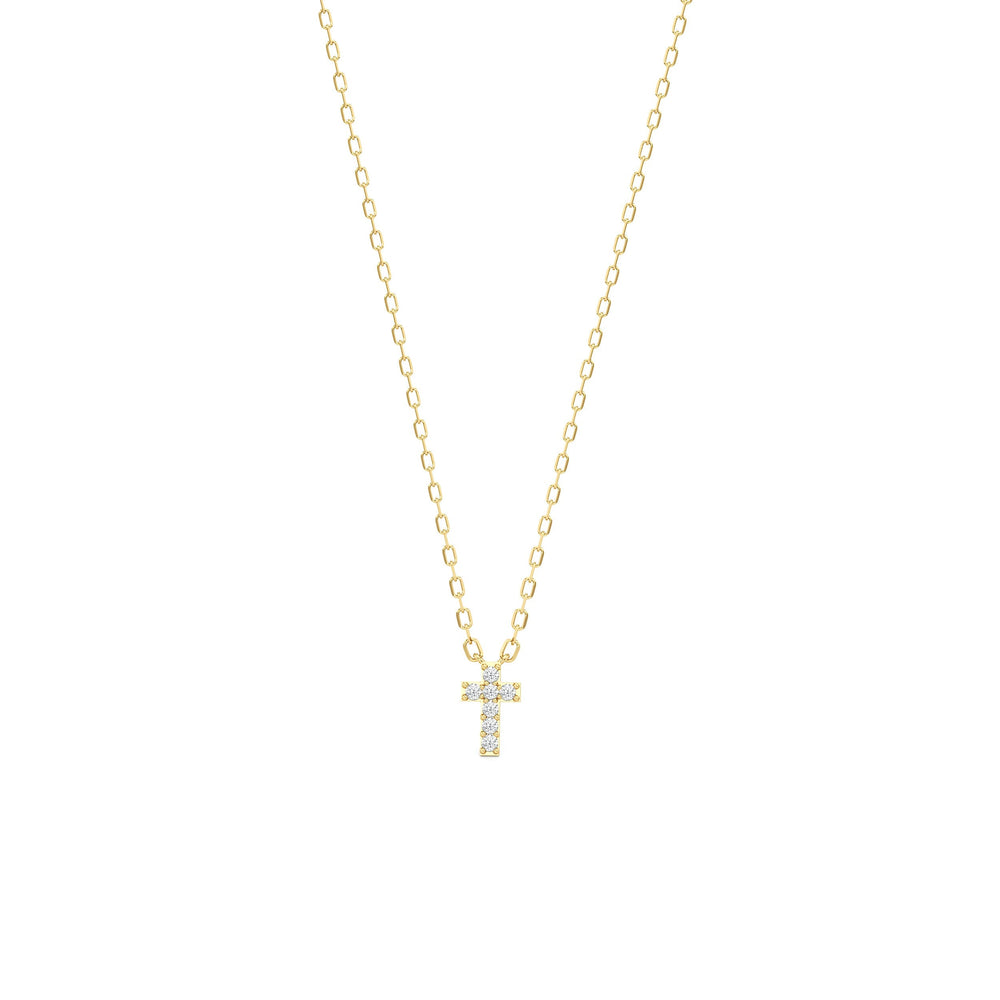 The Elizabeth Cross Necklace with 18K Yellow Gold Vermeil / Lab Cut Diamond in 14KT 18K Yellow Gold Vermeil / Lab view 1
