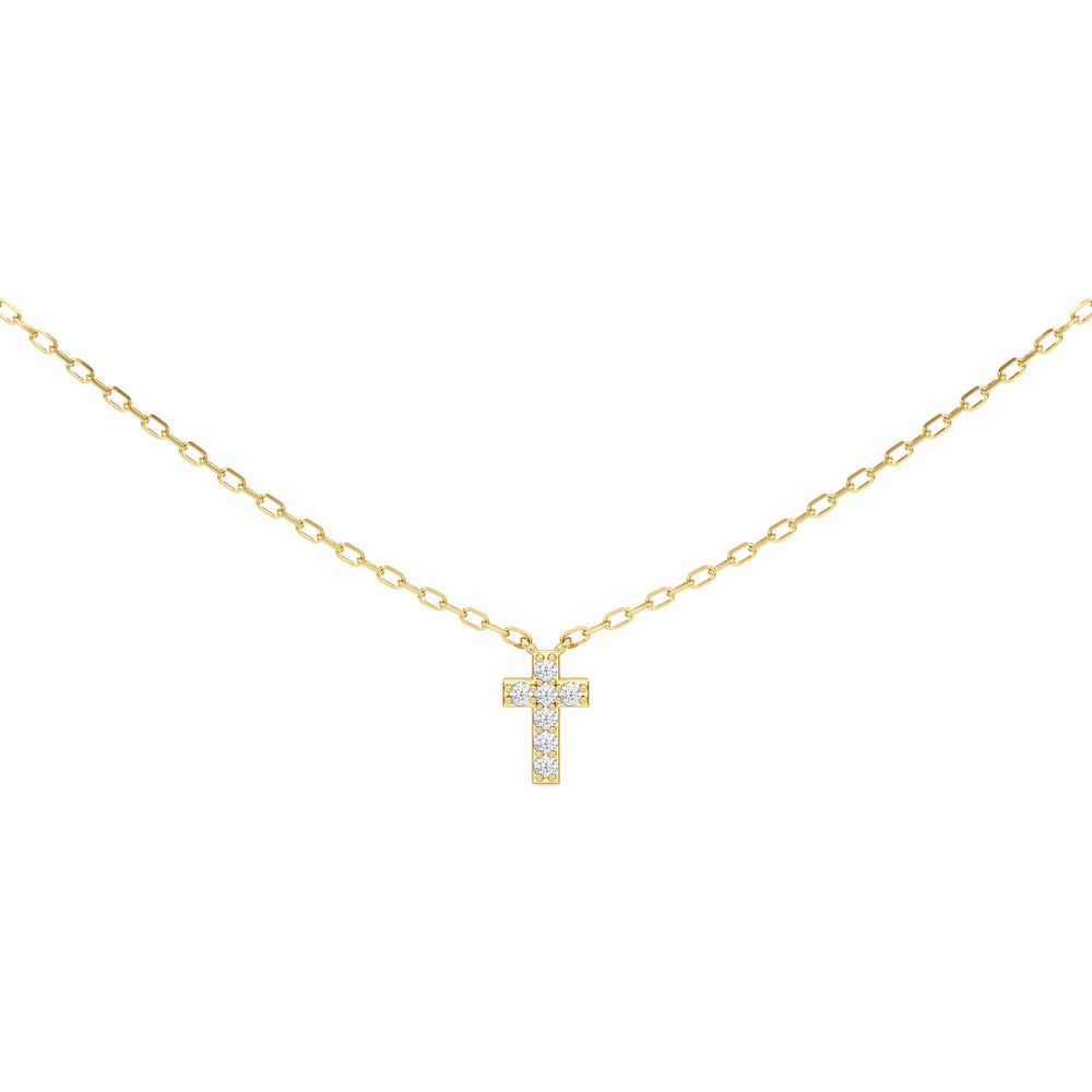 The Elizabeth Cross Necklace with 18K Yellow Gold Vermeil / Lab Cut Diamond in 14KT 18K Yellow Gold Vermeil / Lab view 4
