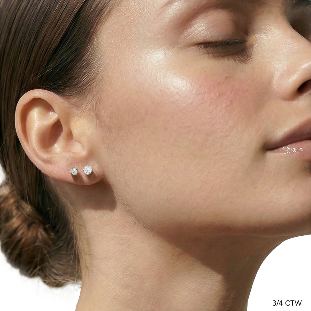 Premium Round Diamond Four Prong Studs (E+ VS+) with 14KT Rose Gold / Lab / 3/4 Cut Diamond in 14KT Rose Gold / Lab / 3/4 view 6
