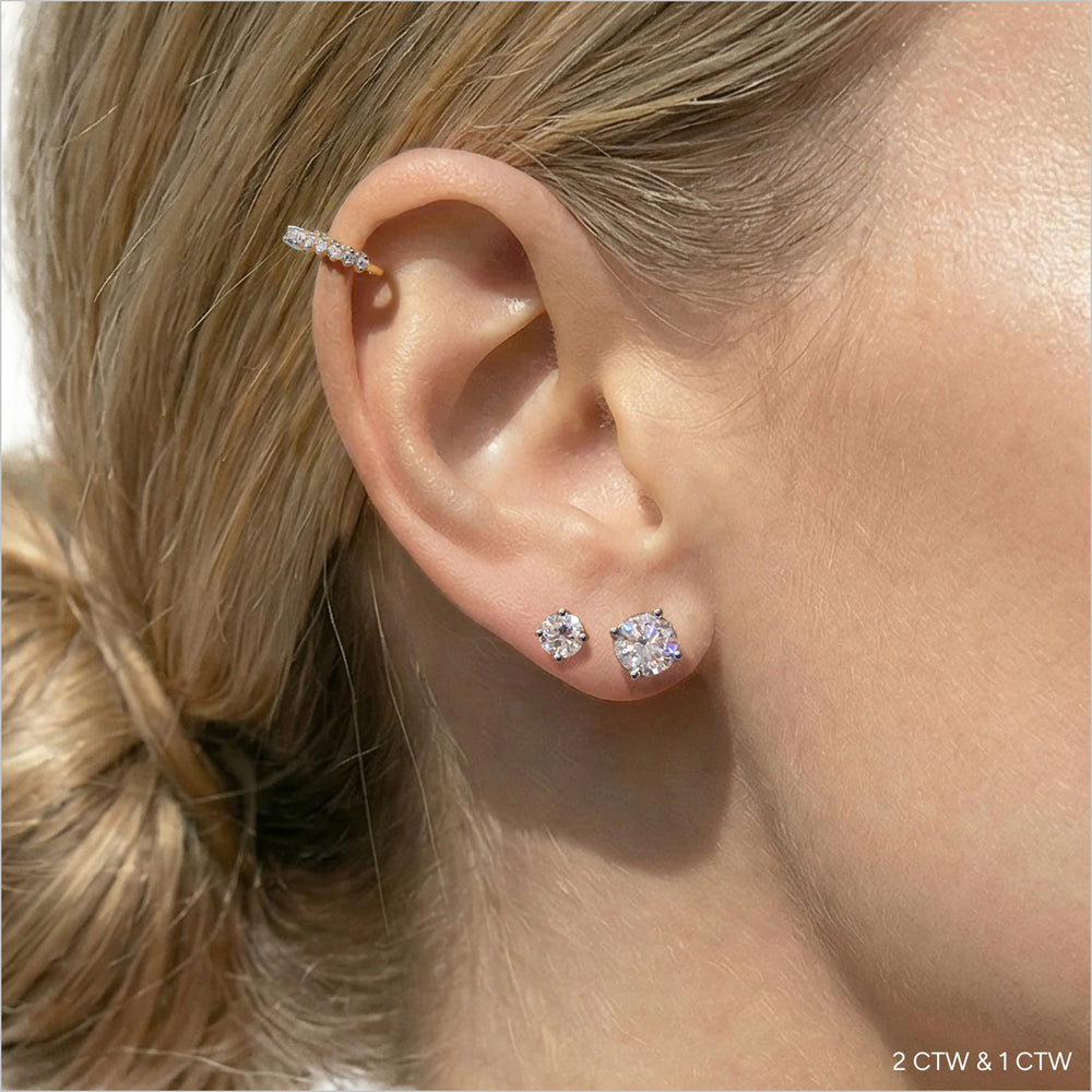 Classic Round Diamond Four Prong Studs Earrings (F+ SI+) with 14KT Rose Gold / Lab / 2 Cut Diamond in 14KT Rose Gold / Lab / 2 view 4
