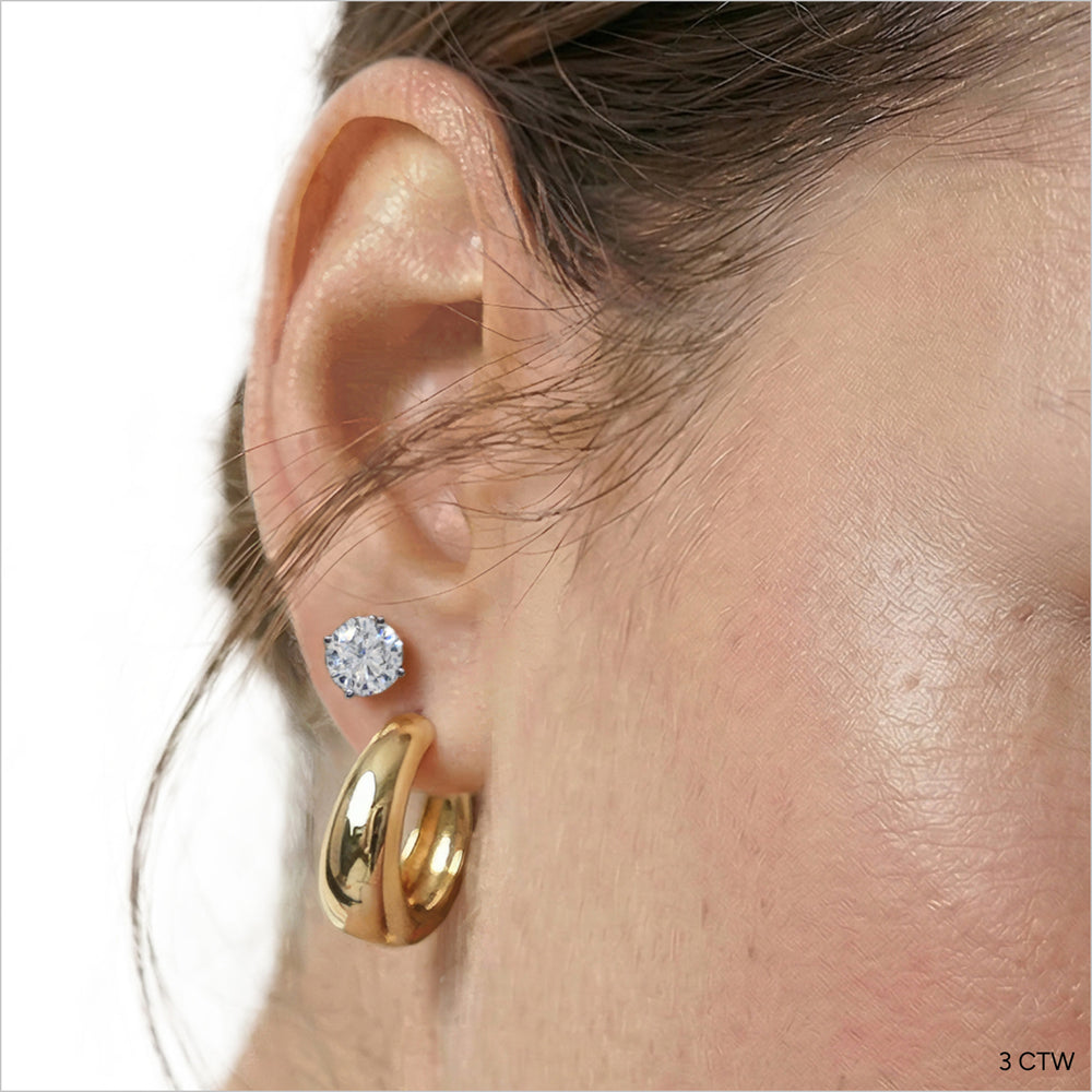 Classic Round Diamond Four Prong Studs Earrings (F+ SI+) with 14KT Rose Gold / Lab / 3 Cut Diamond in 14KT Rose Gold / Lab / 3 view 4
