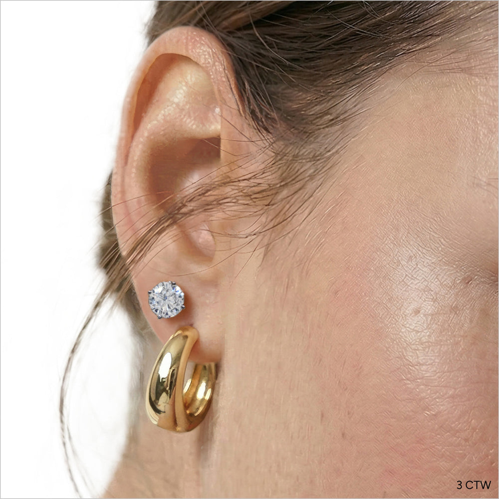 Premium Round Diamond Four Prong Studs (E+ VS+) with 14KT Rose Gold / Lab / 3 Cut Diamond in 14KT Rose Gold / Lab / 3 view 3
