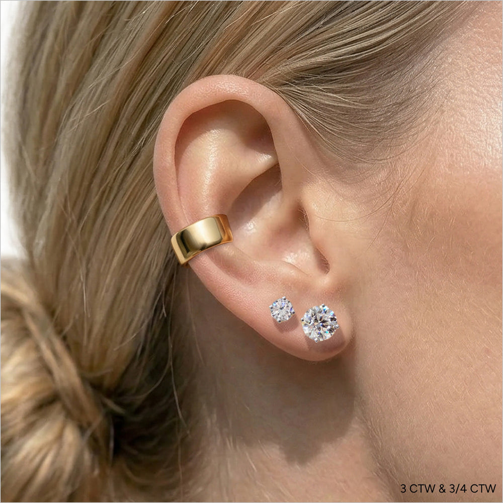 Classic Round Diamond Four Prong Studs Earrings (F+ SI+) with 14KT Rose Gold / Lab / 3 Cut Diamond in 14KT Rose Gold / Lab / 3 view 6
