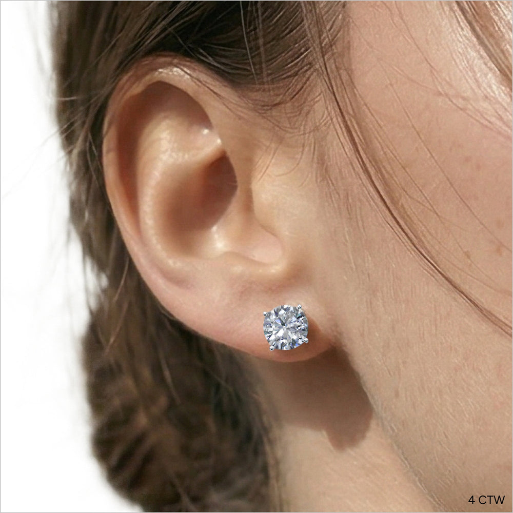 Premium Round Diamond Four Prong Studs (E+ VS+) with 14KT White Gold / Lab / 4 Cut Diamond in 14KT White Gold / Lab / 4 view 2

