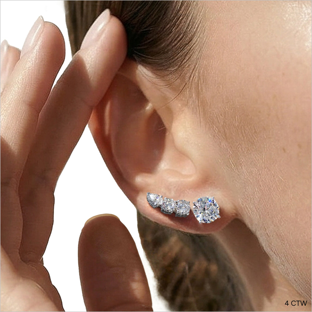 Premium Round Diamond Four Prong Studs (E+ VS+) with 14KT Yellow Gold / Lab / 4 Cut Diamond in 14KT Yellow Gold / Lab / 4 view 4
