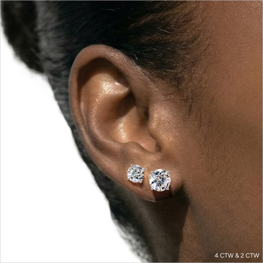 Premium Round Diamond Four Prong Studs (E+ VS+) with 14KT Yellow Gold / Lab / 4 Cut Diamond in 14KT Yellow Gold / Lab / 4 view 6

