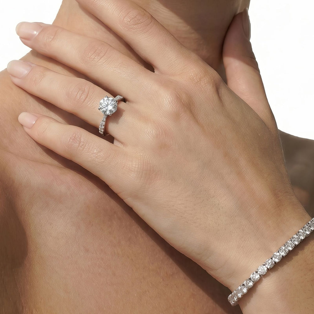 Petal Hidden Accent Engagement Ring with Radiant Cut Diamond in 14KT Platinum view 4
