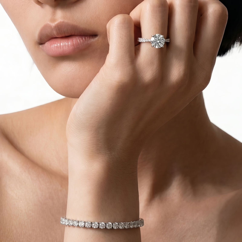 Petal Hidden Accent Engagement Ring with Radiant Cut Diamond in 14KT White & Yellow Gold view 3
