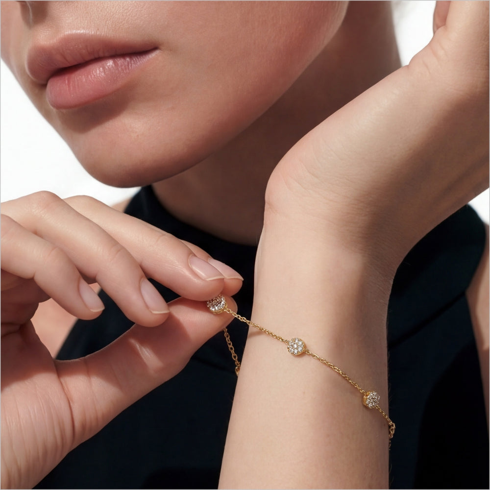 The Golf Bracelet with Lab Cut Diamond in 14KT Yellow Gold view 3

