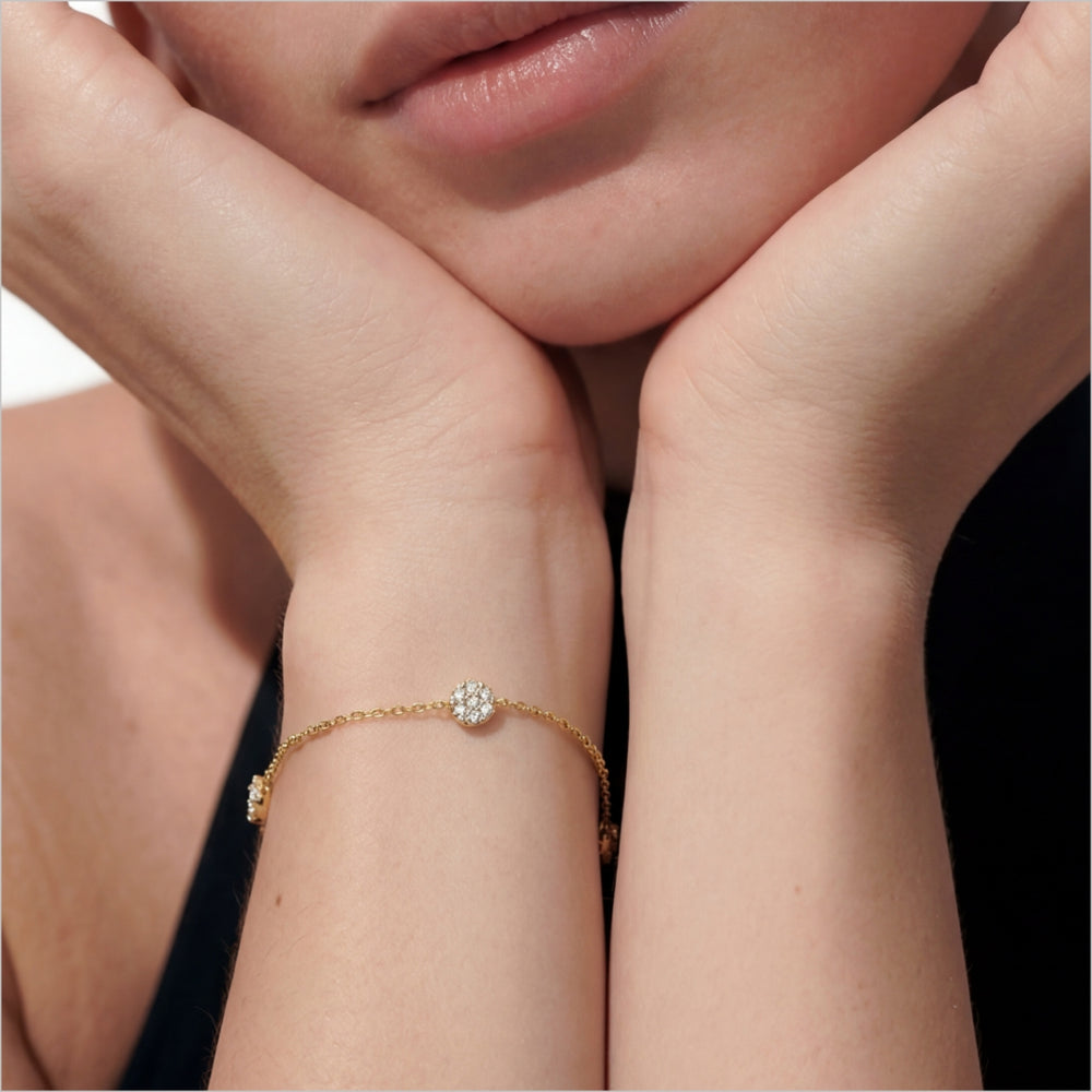 The Golf Bracelet with Lab Cut Diamond in 14KT Yellow Gold view 4
