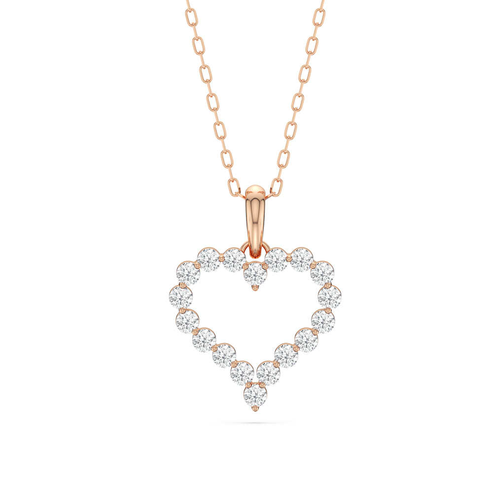 Lab Diamond Heart Pendant with 14KT Rose Gold / Lab / 1/2 Cut Diamond in 14KT Rose Gold / Lab / 1/2 view 1
