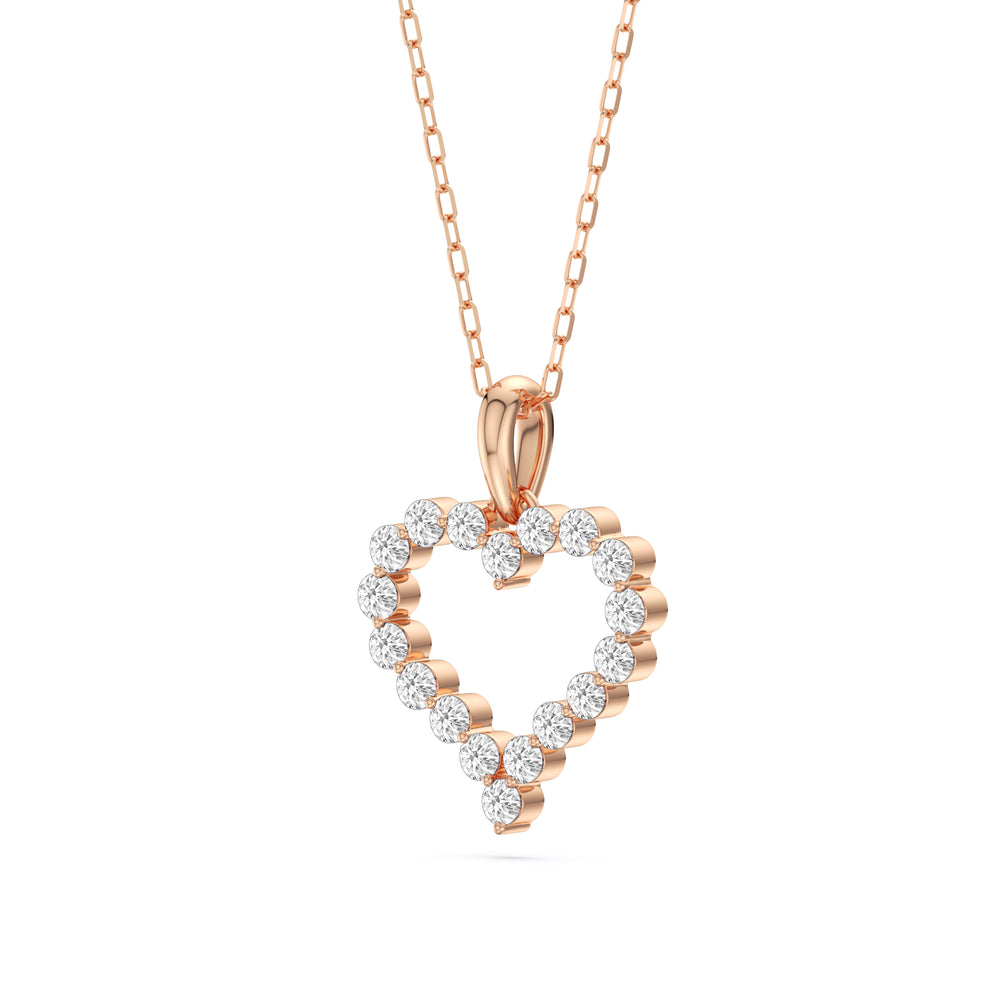 Lab Diamond Heart Pendant with 14KT Rose Gold / Lab / 1/2 Cut Diamond in 14KT Rose Gold / Lab / 1/2 view 4
