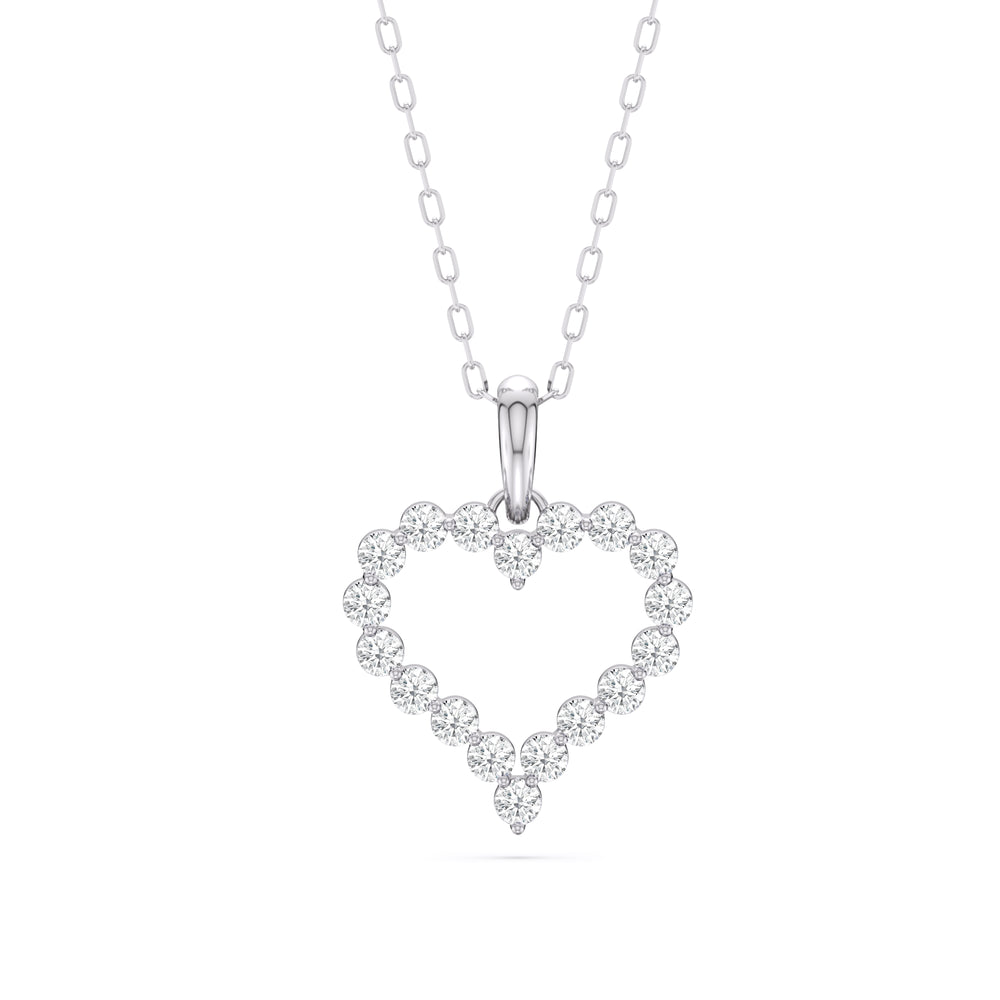 Lab Diamond Heart Pendant with 14KT White Gold / Lab / 1/2 Cut Diamond in 14KT White Gold / Lab / 1/2 view 1
