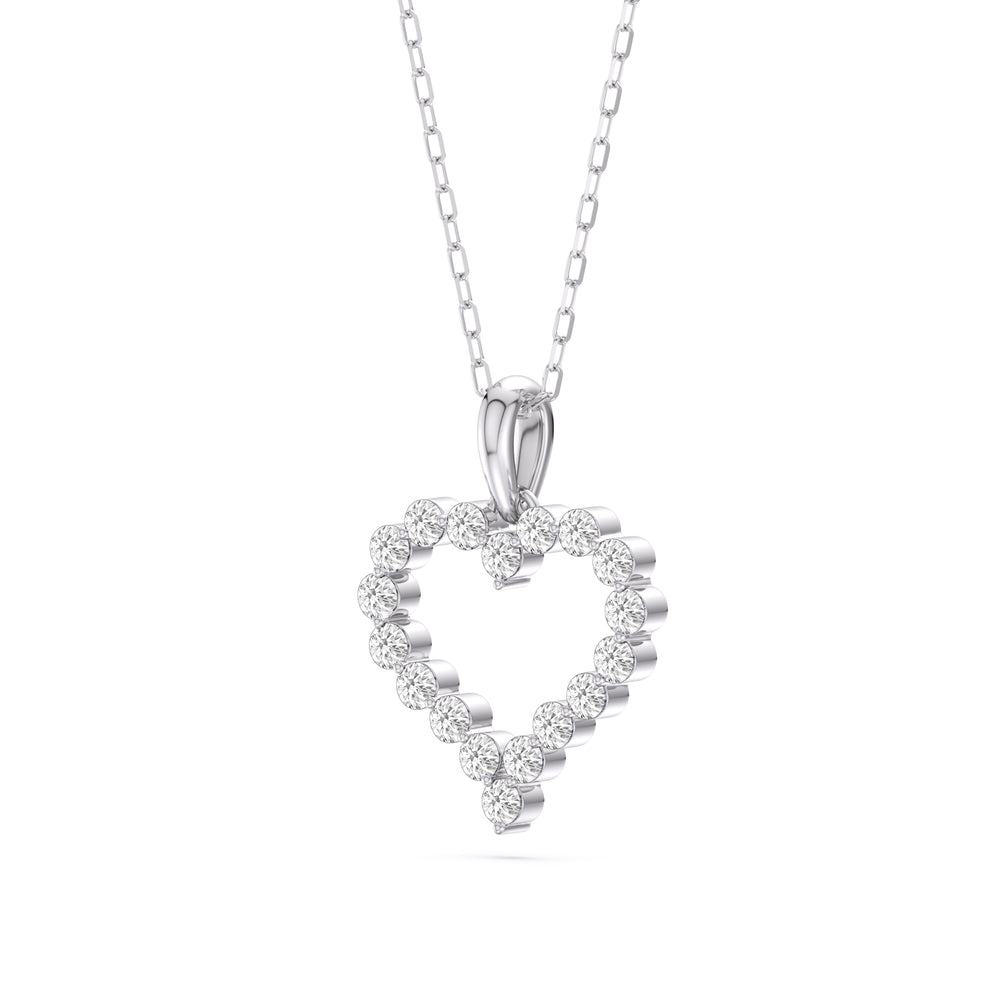 Lab Diamond Heart Pendant with 14KT White Gold / Lab / 1/2 Cut Diamond in 14KT White Gold / Lab / 1/2 view 4
