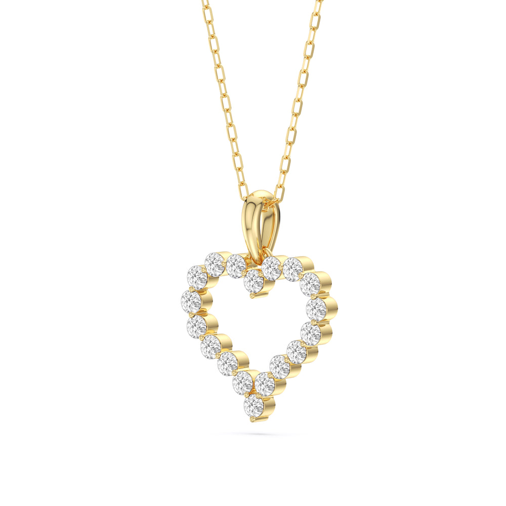 Lab Diamond Heart Pendant with 14KT Yellow Gold / Lab / 1/2 Cut Diamond in 14KT Yellow Gold / Lab / 1/2 view 4
