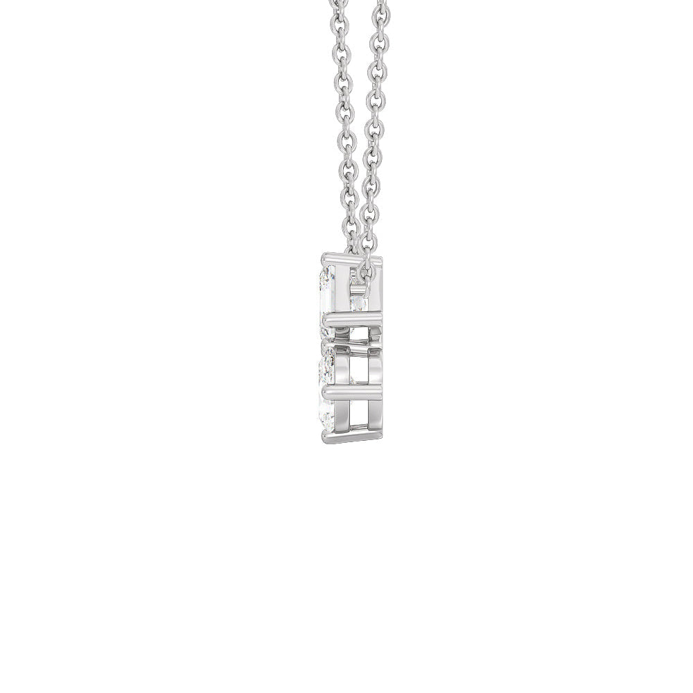 Toi et Moi Square Emerald and Oval Diamond Necklace with Sterling Silver / Lab / 1 Cut Diamond in 14KT Sterling Silver / Lab / 1 view 2
