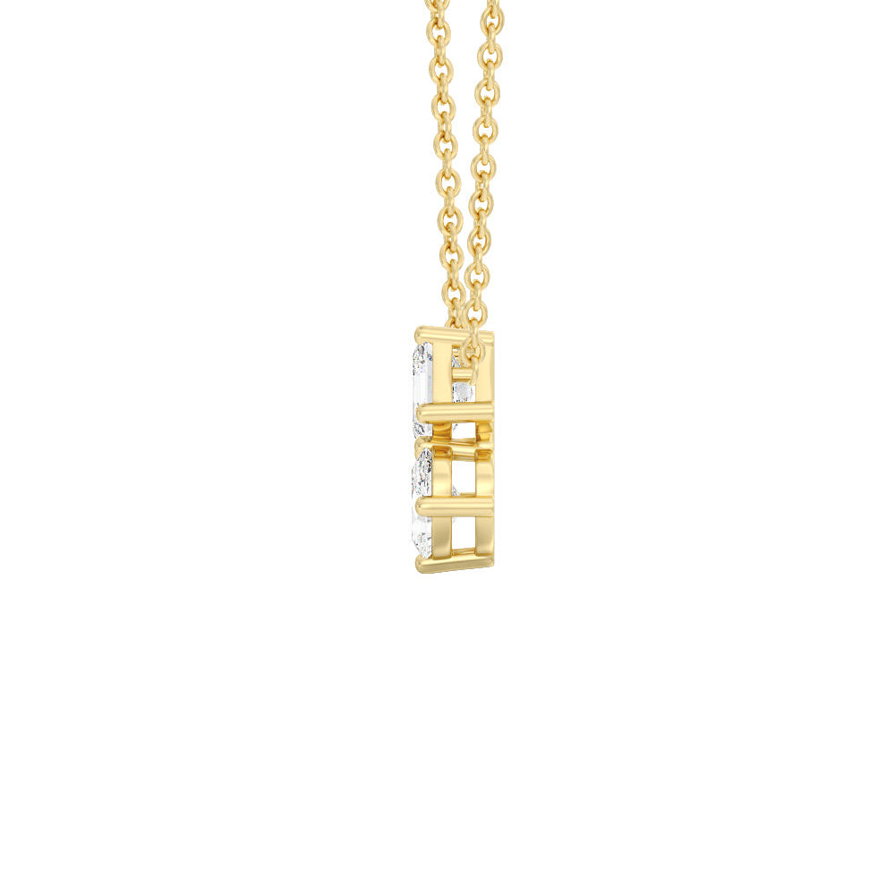 Toi Et Moi Square Emerald and Oval Diamond Necklace with 14KT Yellow Gold / Lab / 1 Cut Diamond in 14KT Yellow Gold / Lab / 1 view 2

