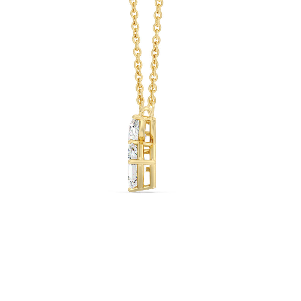 Toi Et Moi Pear Emerald Necklace with 14KT Yellow Gold / Lab / 1 1/8 Cut Diamond in 14KT Yellow Gold / Lab / 1 1/8 view 2
