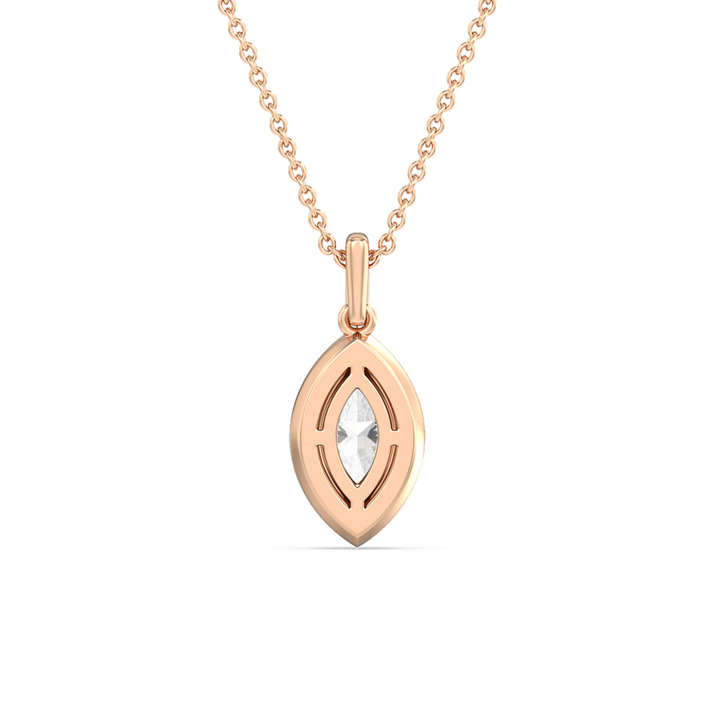 Marquise Bezel Drop Necklace in Ceramic with 14KT Rose Gold / Snow / 1 Cut Diamond in 14KT Rose Gold / Snow / 1 view 4
