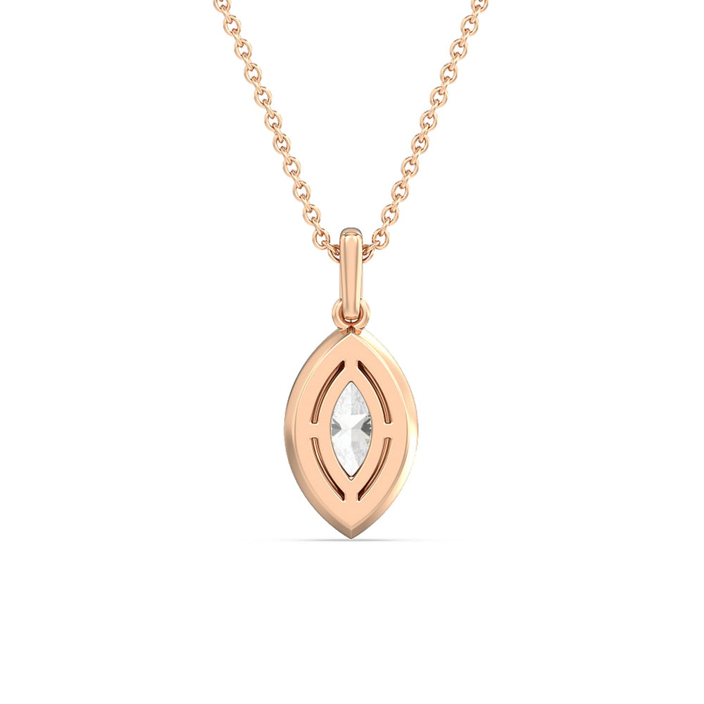Marquise Bezel Drop Necklace in Ceramic with 14KT Rose Gold / Honeydew / 1 Cut Diamond in 14KT Rose Gold / Honeydew / 1 view 4
