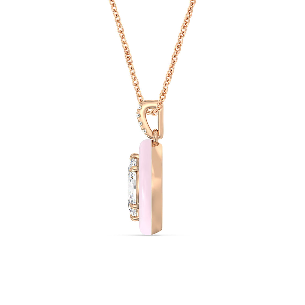 Marquise Bezel Drop Necklace in Ceramic with 14KT Rose Gold / Lavender Rose / 1 Cut Diamond in 14KT Rose Gold / Lavender Rose / 1 view 3
