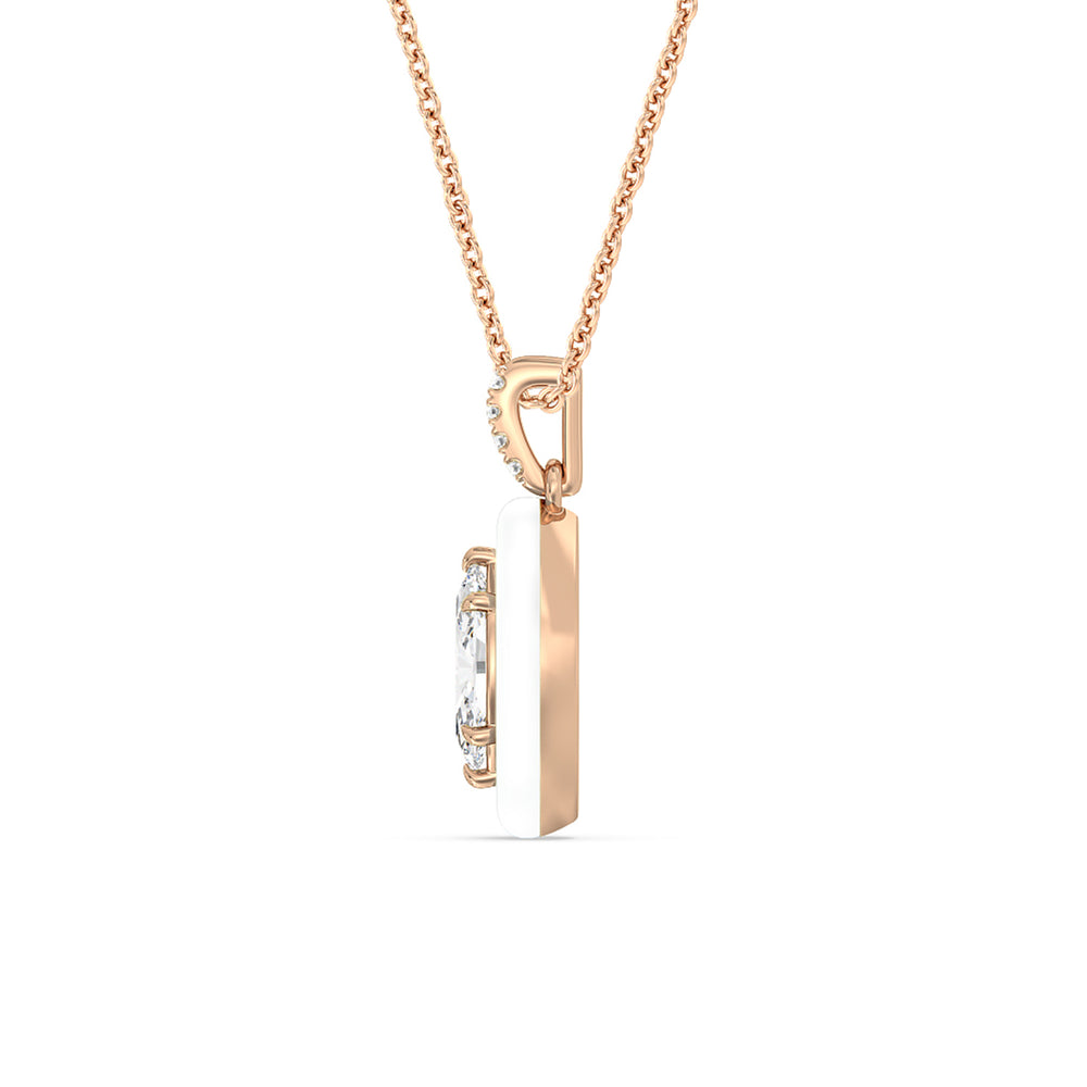 Marquise Bezel Drop Necklace in Ceramic with 14KT Rose Gold / Snow / 1 Cut Diamond in 14KT Rose Gold / Snow / 1 view 3
