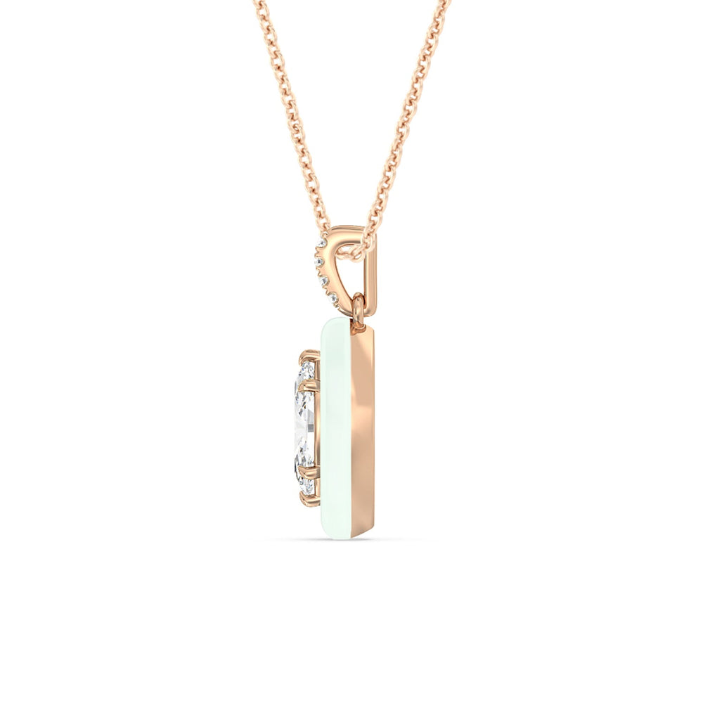 Marquise Bezel Drop Necklace in Ceramic with 14KT Rose Gold / Honeydew / 1 Cut Diamond in 14KT Rose Gold / Honeydew / 1 view 3
