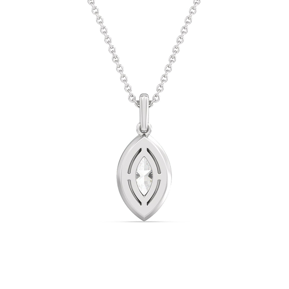 Marquise Bezel Drop Necklace in Ceramic with 14KT White Gold / Honeydew / 1 Cut Diamond in 14KT White Gold / Honeydew / 1 view 4
