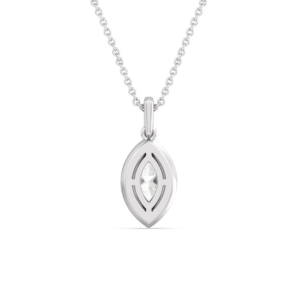 Marquise Bezel Drop Necklace in Ceramic with 14KT White Gold / Snow / 1 Cut Diamond in 14KT White Gold / Snow / 1 view 4
