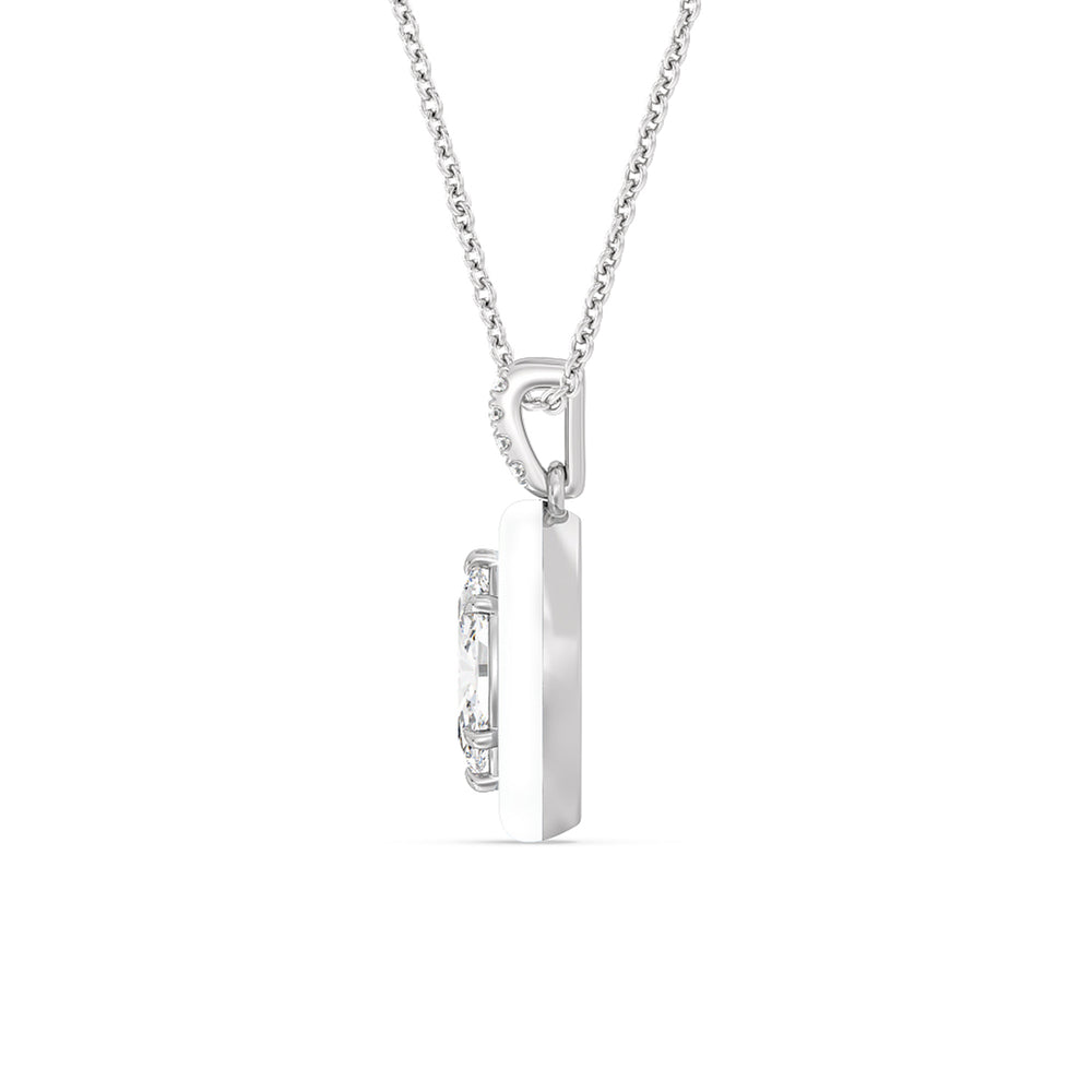 Marquise Bezel Drop Necklace in Ceramic with 14KT White Gold / Snow / 1 Cut Diamond in 14KT White Gold / Snow / 1 view 3
