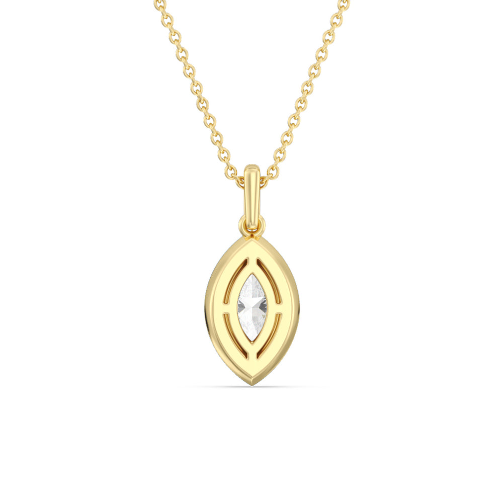 Marquise Bezel Drop Necklace in Ceramic with 14KT Yellow Gold / Lavender Rose / 1 Cut Diamond in 14KT Yellow Gold / Lavender Rose / 1 view 4
