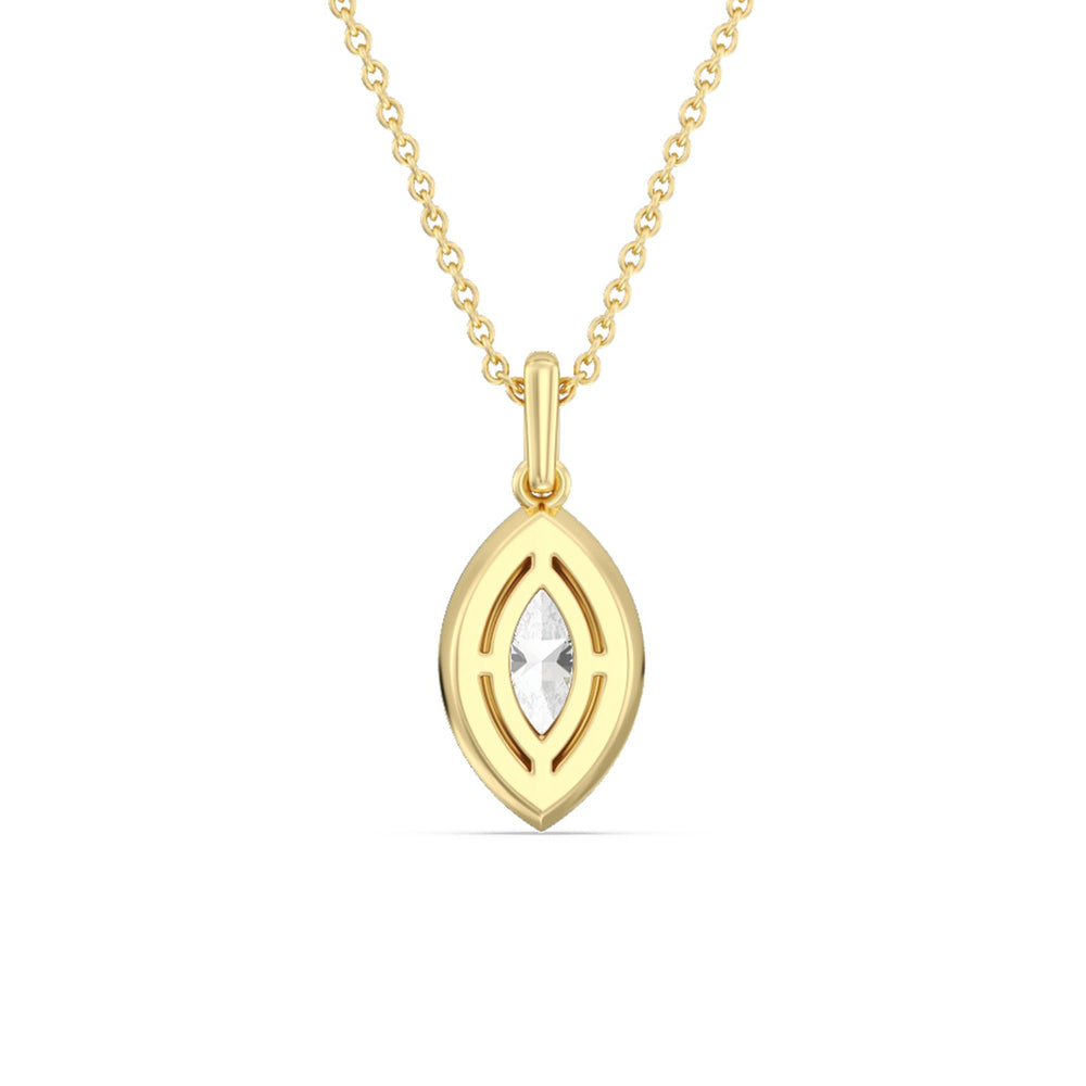 Marquise Bezel Drop Necklace in Ceramic with 14KT Yellow Gold / Honeydew / 1 Cut Diamond in 14KT Yellow Gold / Honeydew / 1 view 4
