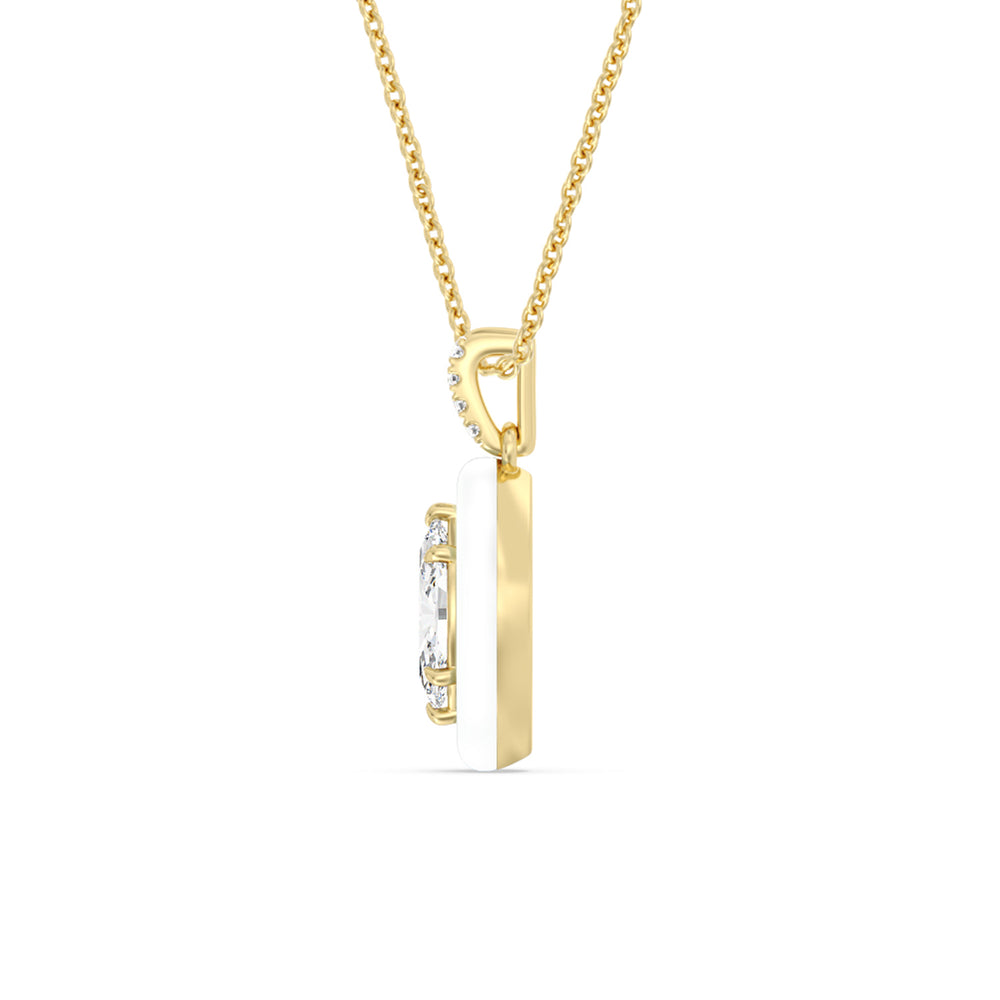 Marquise Bezel Drop Necklace in Ceramic with 14KT Yellow Gold / Snow / 1 Cut Diamond in 14KT Yellow Gold / Snow / 1 view 3
