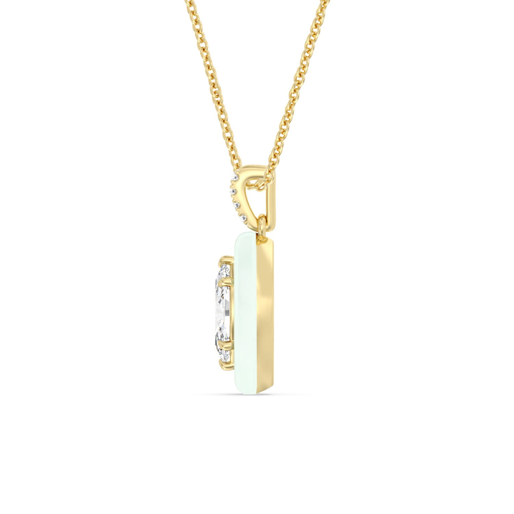 Marquise Bezel Drop Necklace in Ceramic with 14KT Yellow Gold / Honeydew / 1 Cut Diamond in 14KT Yellow Gold / Honeydew / 1 view 3
