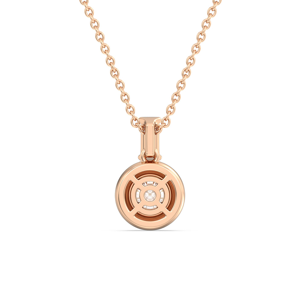 Round Bezel Diamond Necklace in Ceramic with 14KT Rose Gold / Mist / 3/4 Cut Diamond in 14KT Rose Gold / Mist / 3/4 view 4
