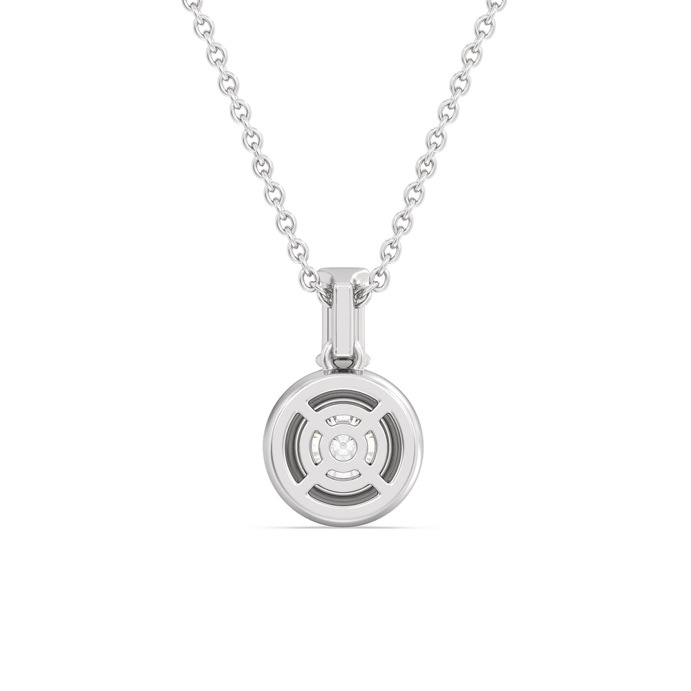 Round Bezel Diamond Necklace in Ceramic with 14KT White Gold / Mist / 3/4 Cut Diamond in 14KT White Gold / Mist / 3/4 view 4
