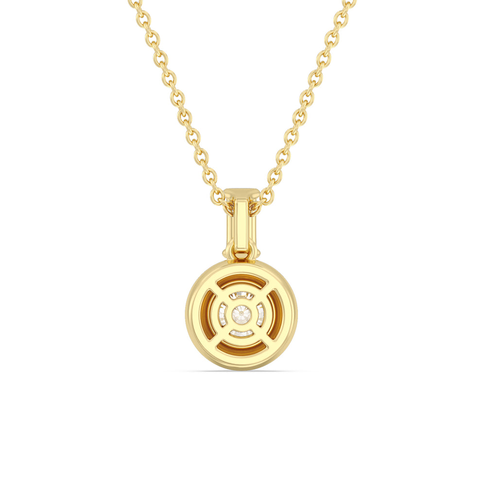 Round Bezel Diamond Necklace in Ceramic with 14KT Yellow Gold / Mist / 3/4 Cut Diamond in 14KT Yellow Gold / Mist / 3/4 view 4
