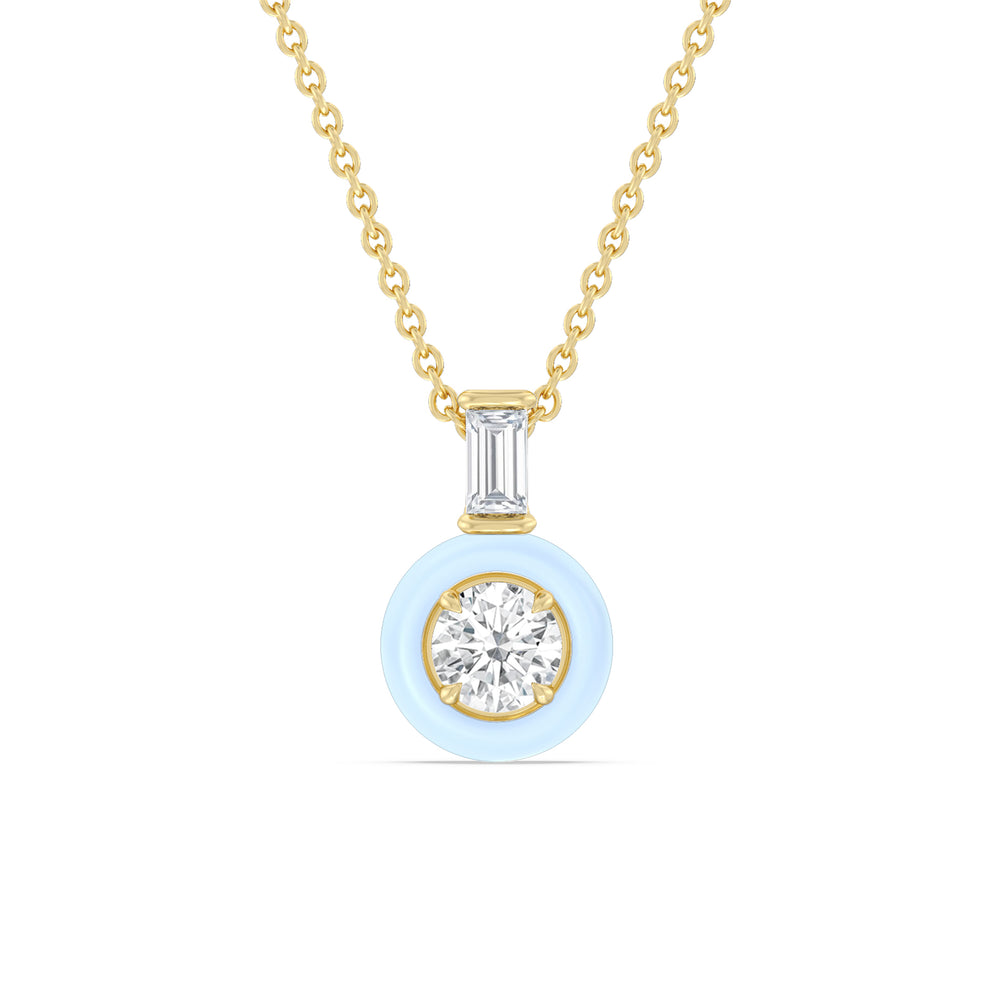 Round Bezel Diamond Necklace in Ceramic with 14KT Yellow Gold / Mist / 3/4 Cut Diamond in 14KT Yellow Gold / Mist / 3/4 view 1
