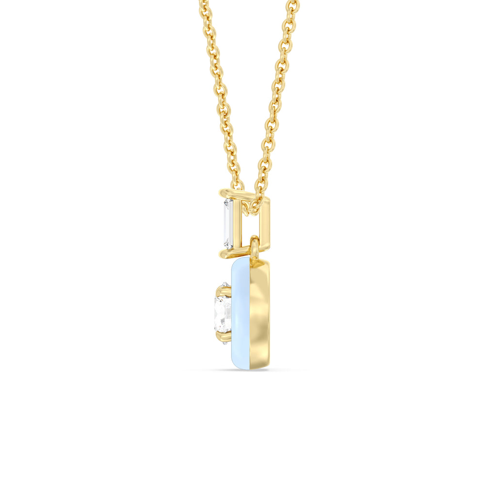 Round Bezel Diamond Necklace in Ceramic with 14KT Yellow Gold / Mist / 3/4 Cut Diamond in 14KT Yellow Gold / Mist / 3/4 view 3
