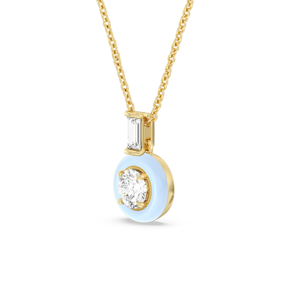 Round Bezel Diamond Necklace in Ceramic with 14KT Yellow Gold / Mist / 3/4 Cut Diamond in 14KT Yellow Gold / Mist / 3/4 view 2
