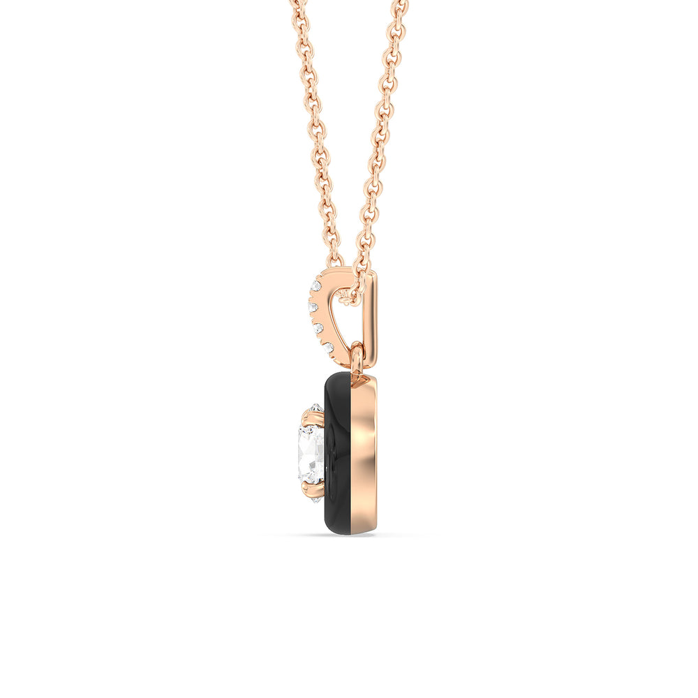 Round Diamond Drop Necklace in Ceramic with 14KT Rose Gold / Midnight / 1 Cut Diamond in 14KT Rose Gold / Midnight / 1 view 3
