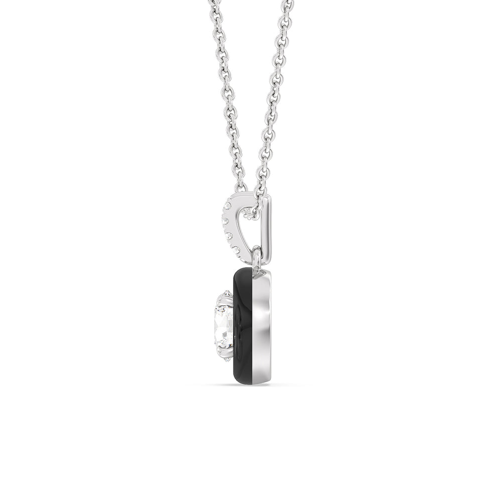 Round Diamond Drop Necklace in Ceramic with 14KT White Gold / Midnight / 1 Cut Diamond in 14KT White Gold / Midnight / 1 view 3
